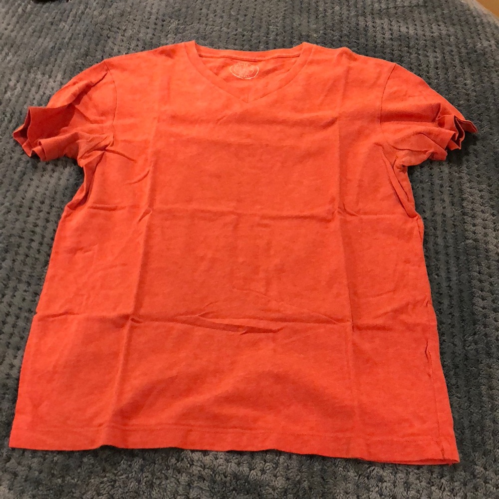 Red J Crew Broken In Tee V Neck